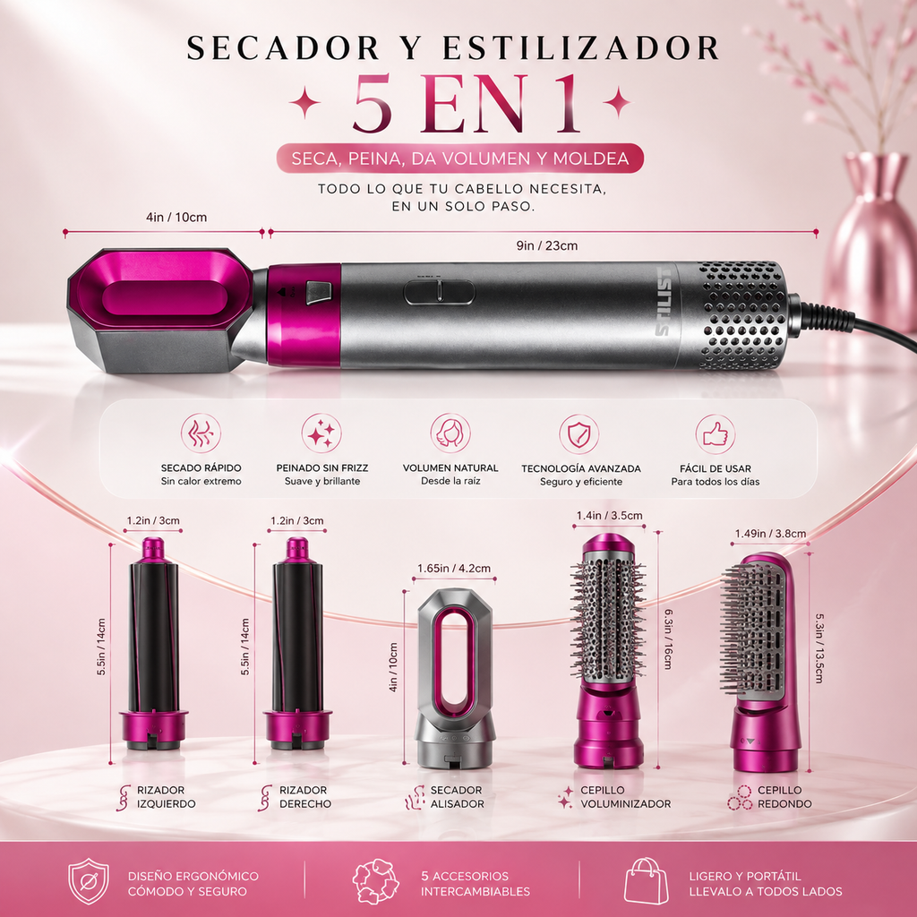 5 En 1 Cepillo De Cabello Electrico