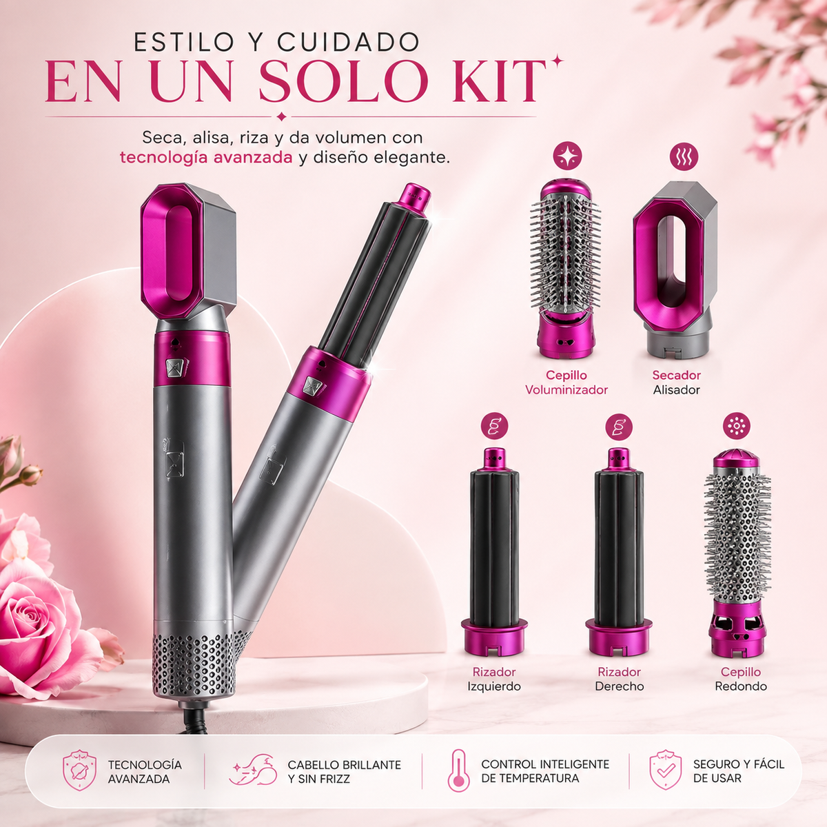 5 En 1 Cepillo De Cabello Electrico