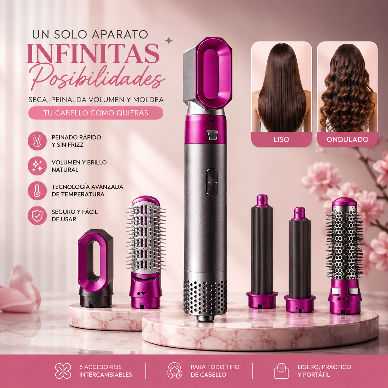 5 En 1 Cepillo De Cabello Electrico